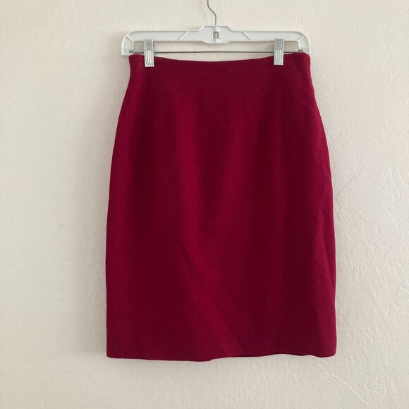 Vintage 100% Wool Morgan Taylor Studio Red Pencil Skirt Holiday Office Size 8 - Picture 1 of 9
